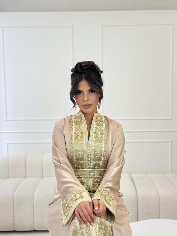 Darine Beige Kaftan – Handcrafted Moroccan Dress