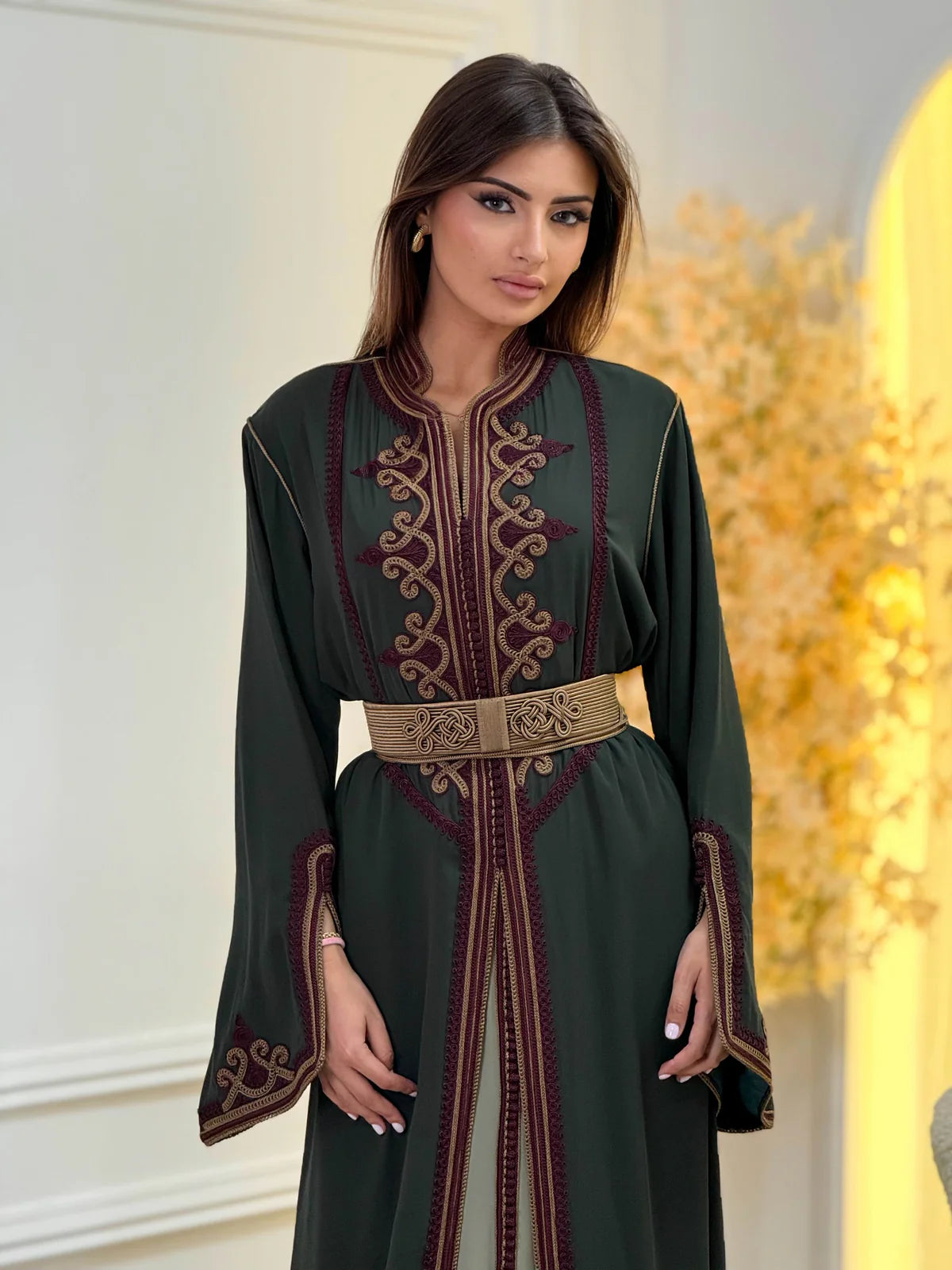 Dounia Green Takchita – Two-Piece Moroccan Ceremonial Dress