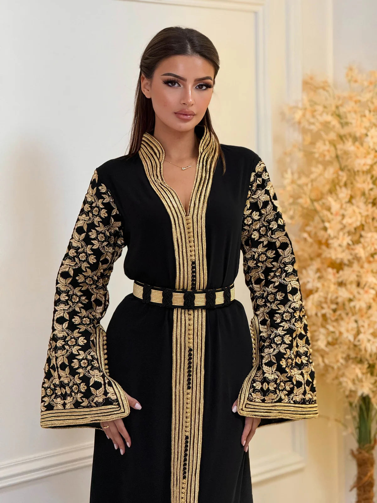 Fajr Black Kaftan – Handcrafted Moroccan Dress