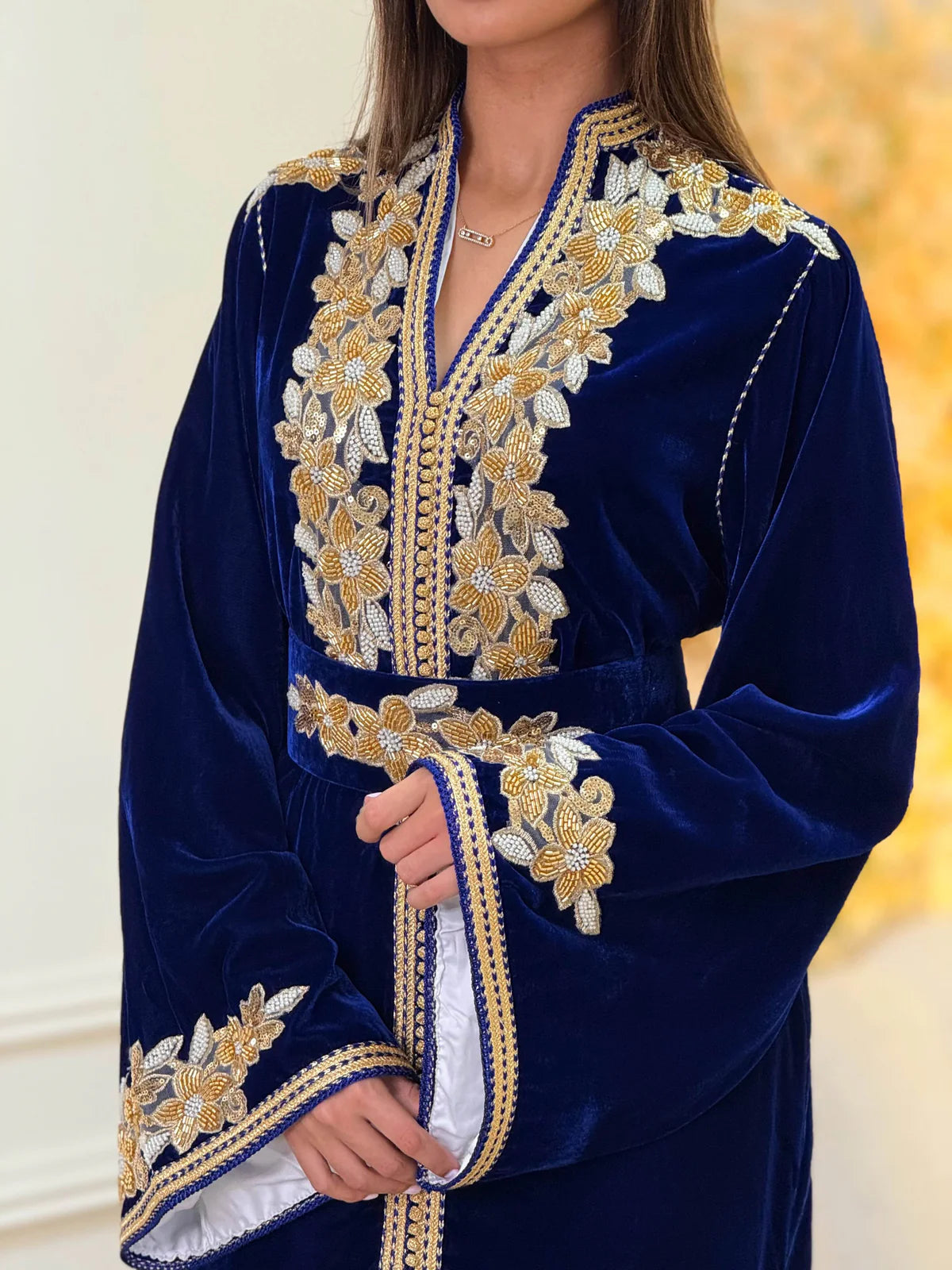 Lamar Navy Kaftan – Handcrafted Moroccan Dress