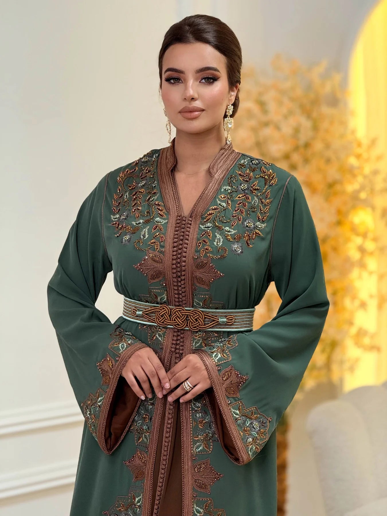 Keltoum Green Takchita – Two-Piece Moroccan Ceremonial Dress