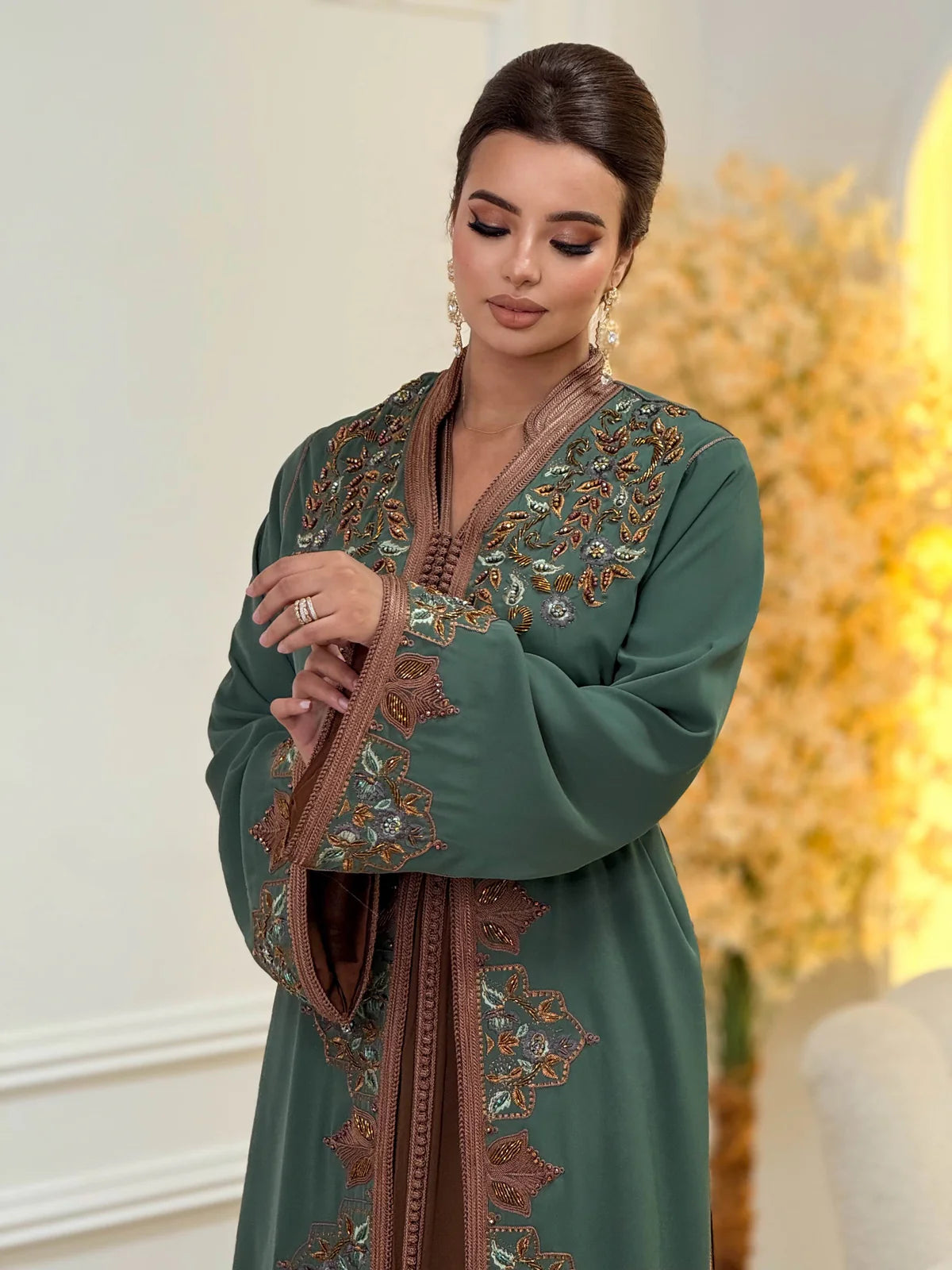 Keltoum Green Takchita – Two-Piece Moroccan Ceremonial Dress