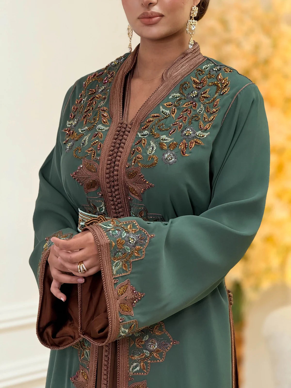 Keltoum Green Takchita – Two-Piece Moroccan Ceremonial Dress