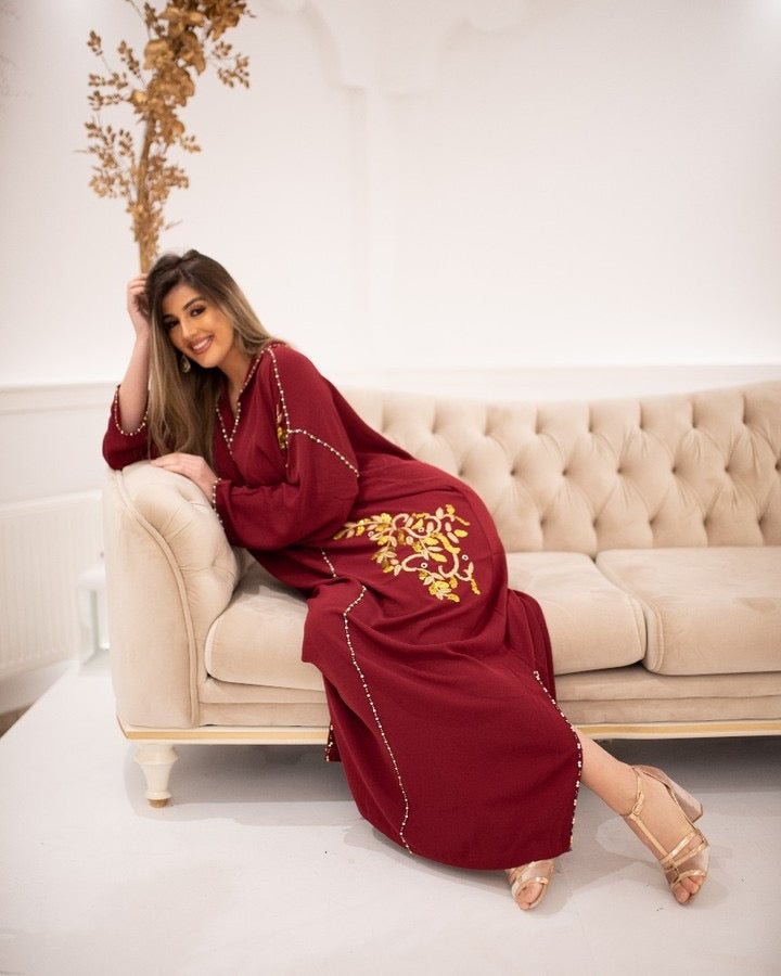 Souad Burgundy Djellaba – Casual Moroccan Tunic for Everyday Comfort