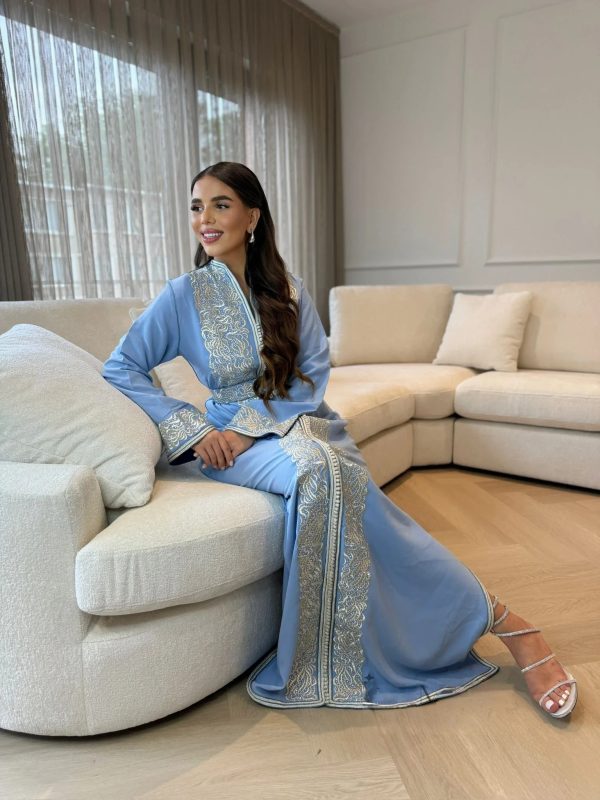 Samia Blue Kaftan – Handcrafted Moroccan Dress
