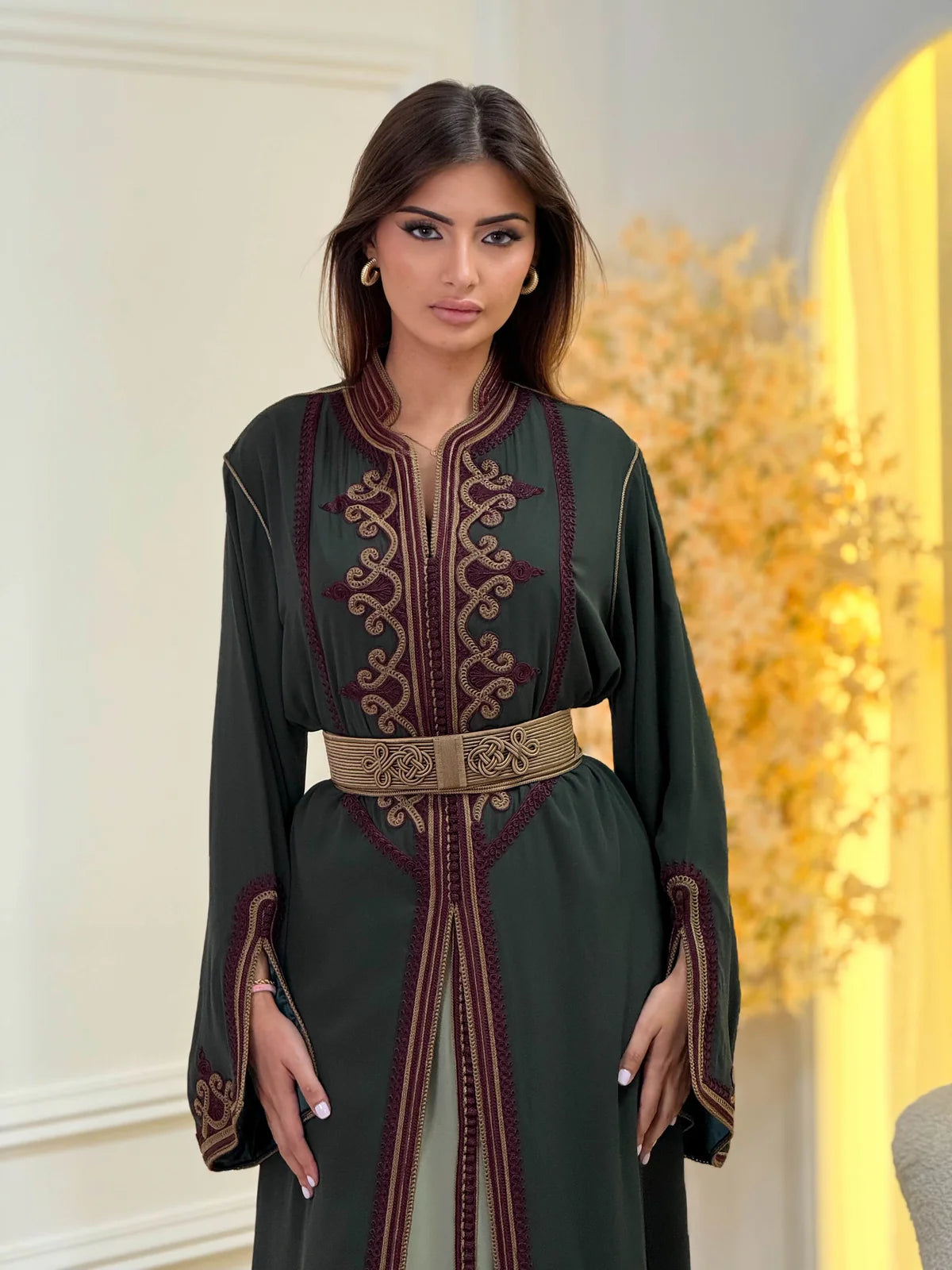 Dounia Green Takchita – Two-Piece Moroccan Ceremonial Dress