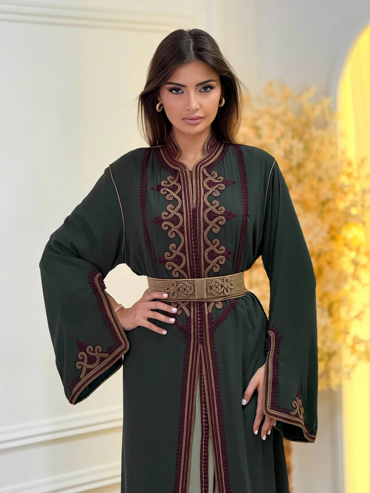Dounia Green Takchita – Two-Piece Moroccan Ceremonial Dress