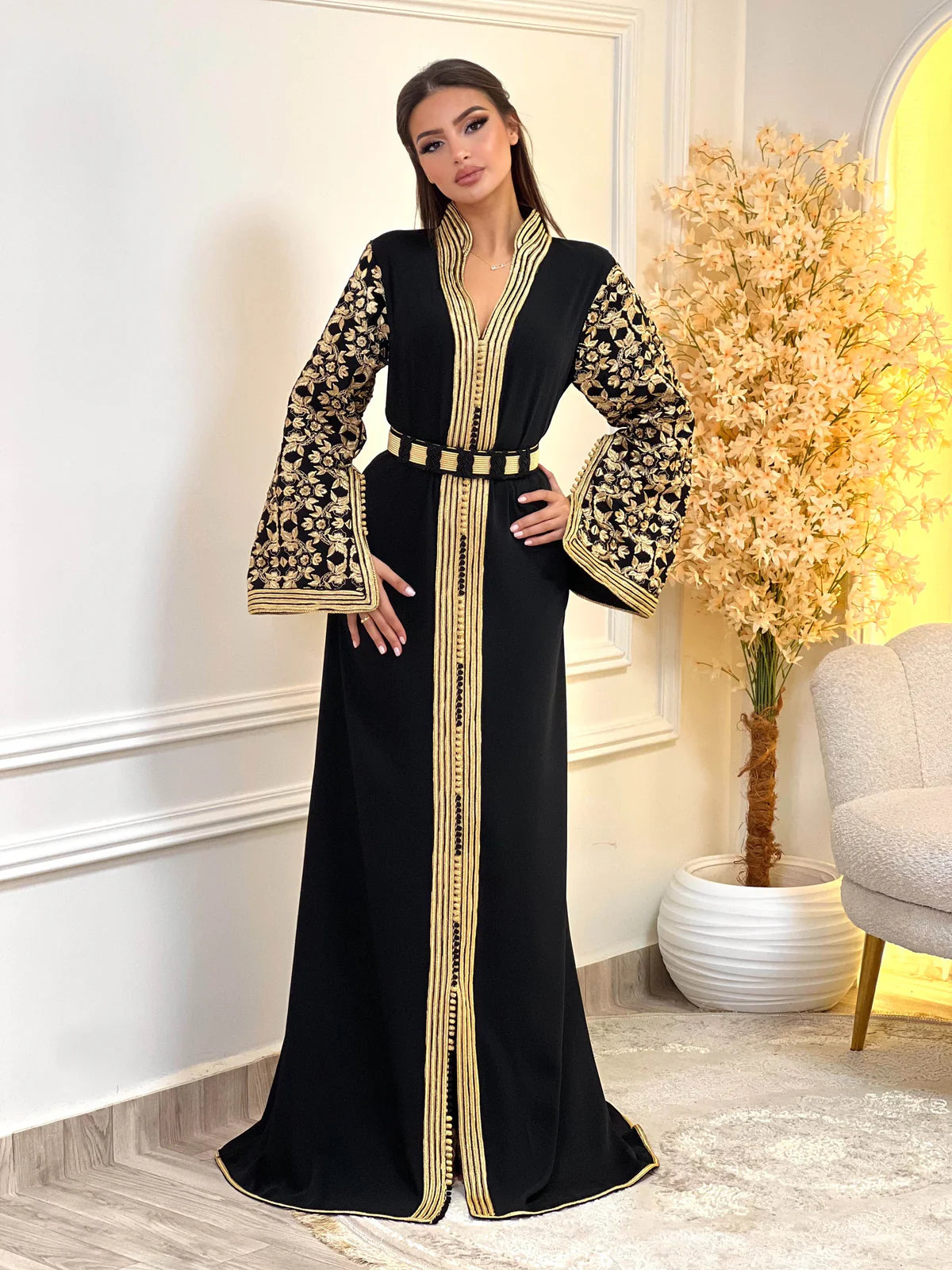 Fajr Black Kaftan – Handcrafted Moroccan Dress