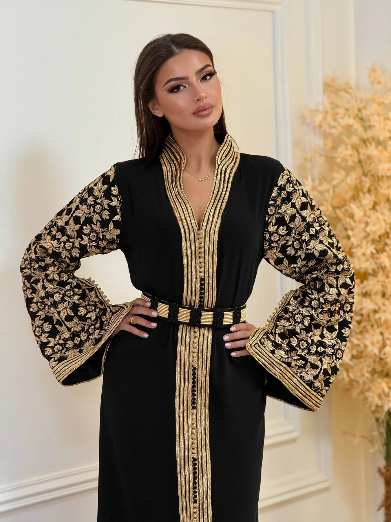 Fajr Black Kaftan – Handcrafted Moroccan Dress