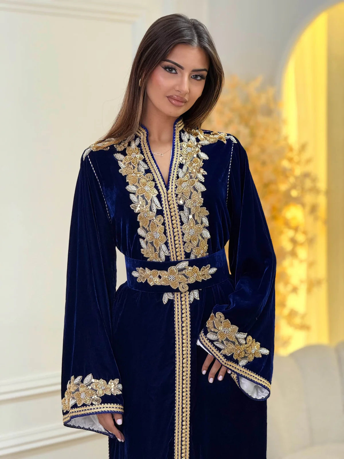 Lamar Navy Kaftan – Handcrafted Moroccan Dress