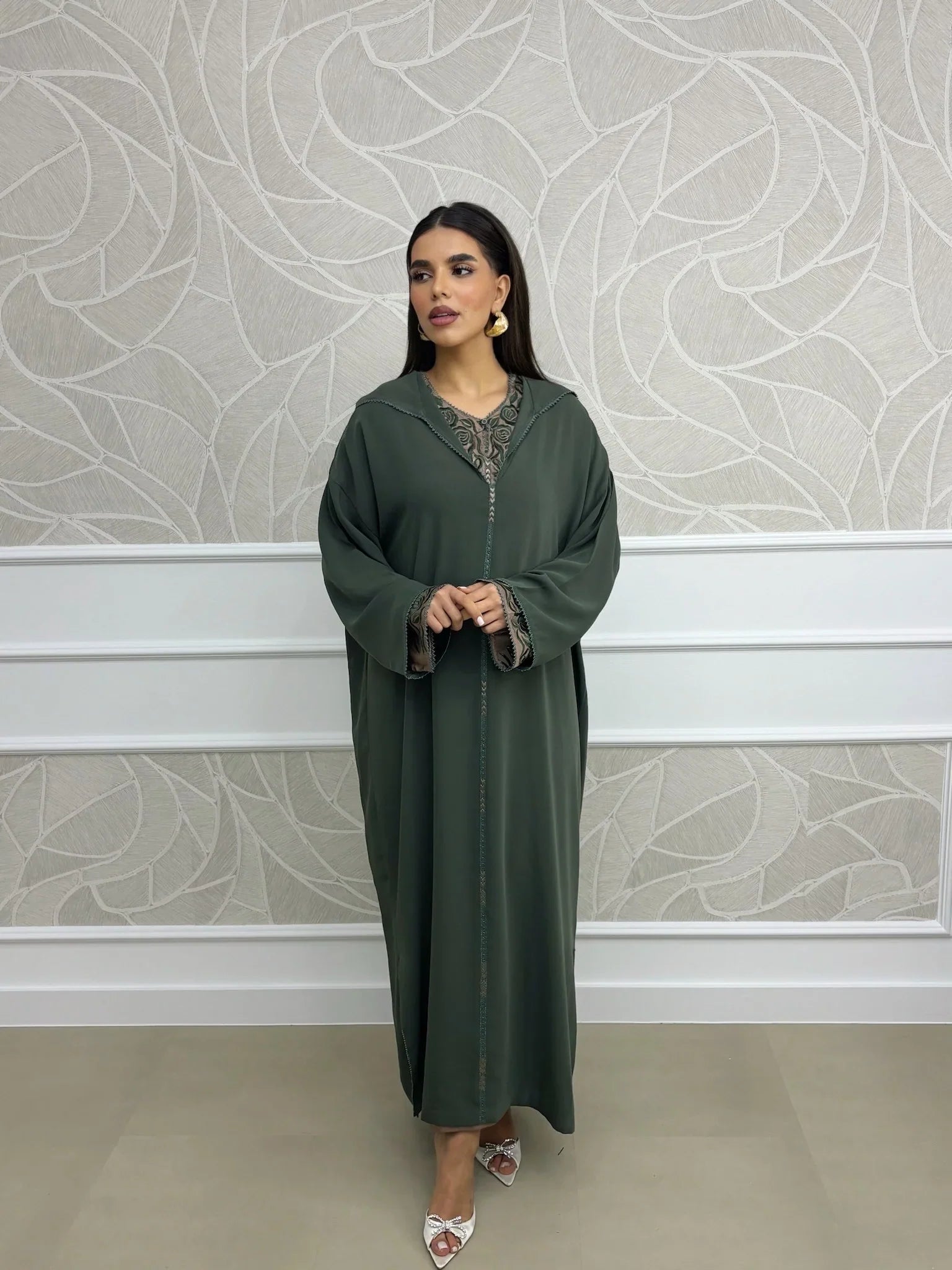 Sakina Green Djellaba – Casual Moroccan Tunic for Everyday Comfort