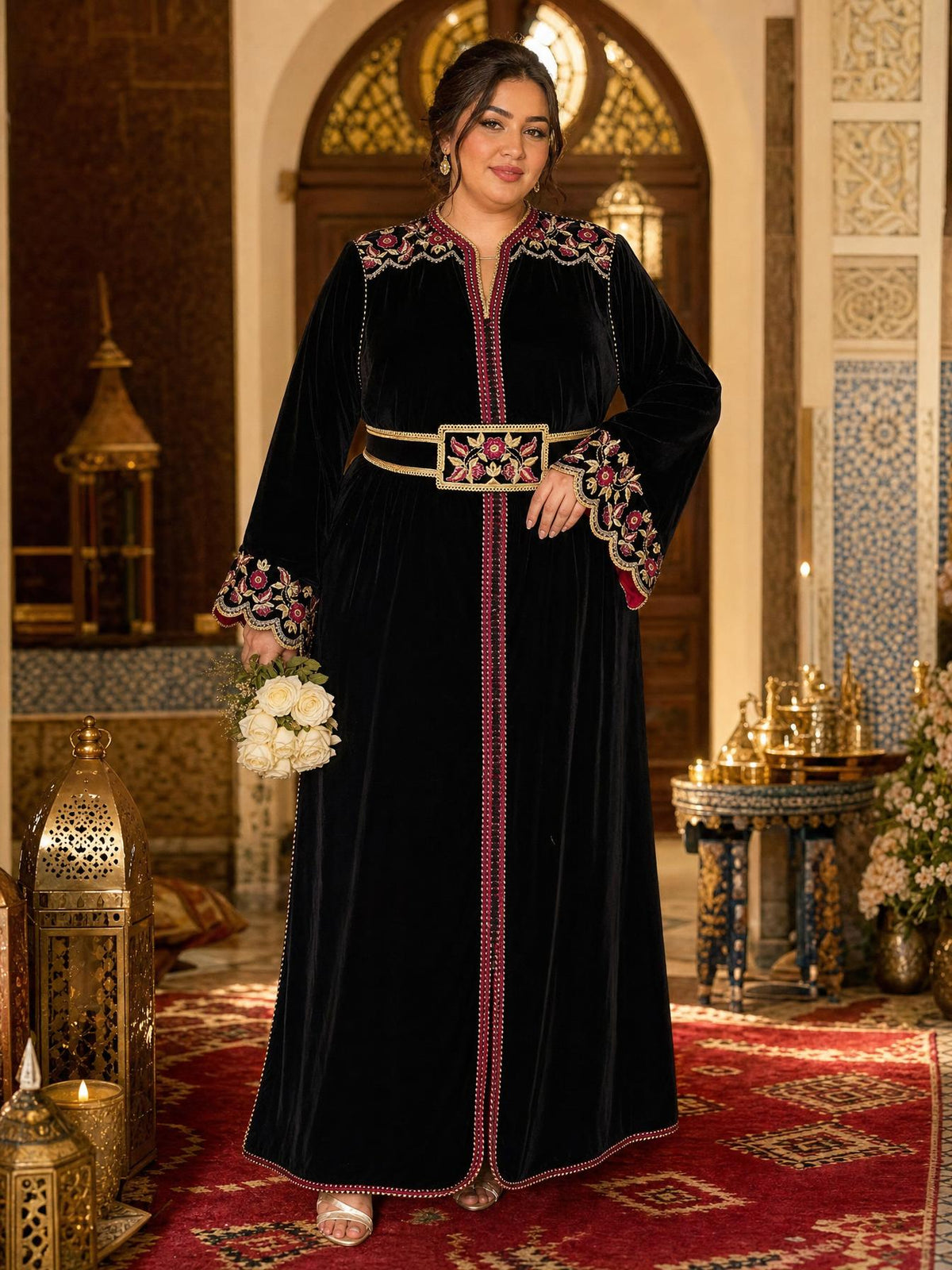 Lamiaa Black Kaftan – Handcrafted Moroccan Dress \u2014 plus-size model