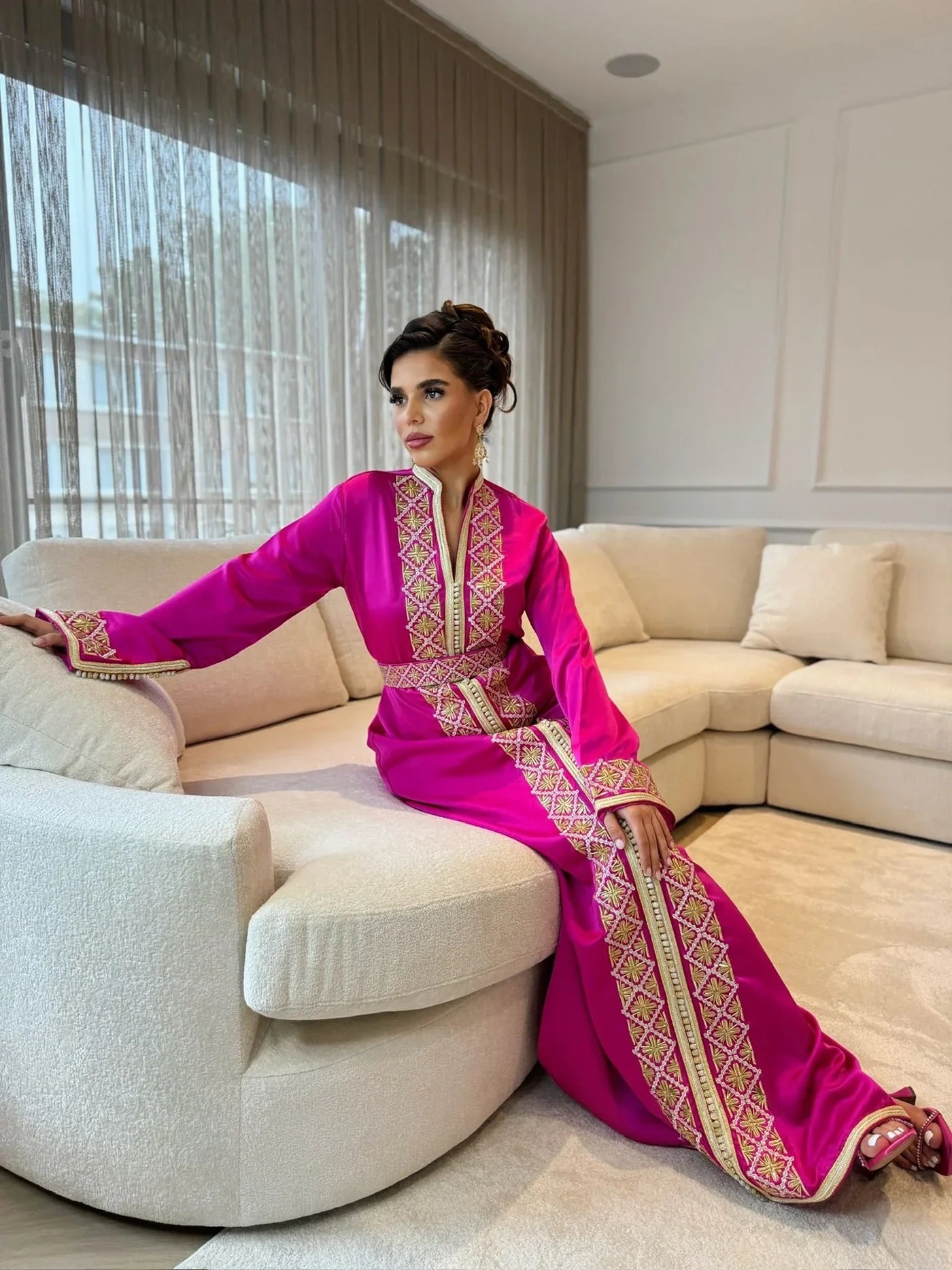 Dounia Pink Kaftan – Handcrafted Moroccan Dress